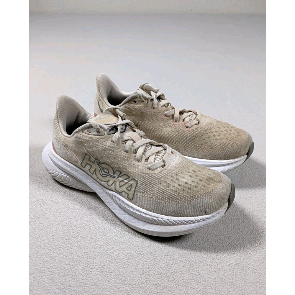 HOKA ONE Mach 6 Running Shoes Eggnog Vanilla Beige Size 7B Women's Athletic